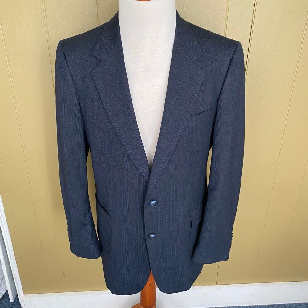 Austin Manor men 46R wool blend 2 button suit jacket/blazer grey multicolor stri